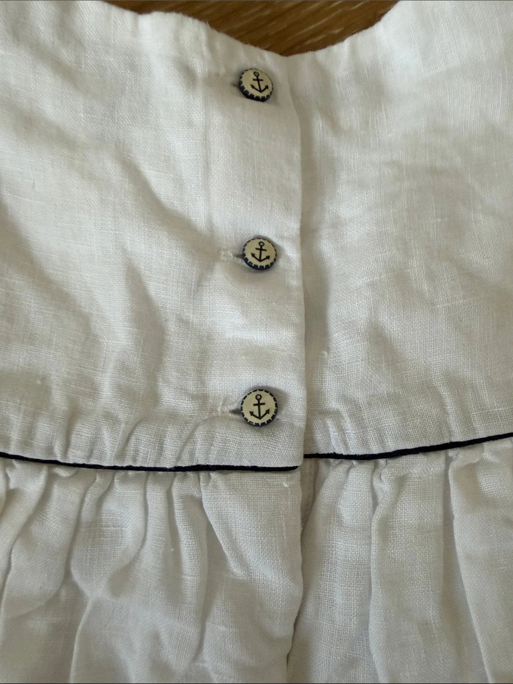 Ralph Lauren White Sailboat Embroidered Baby Dress 100% linen
